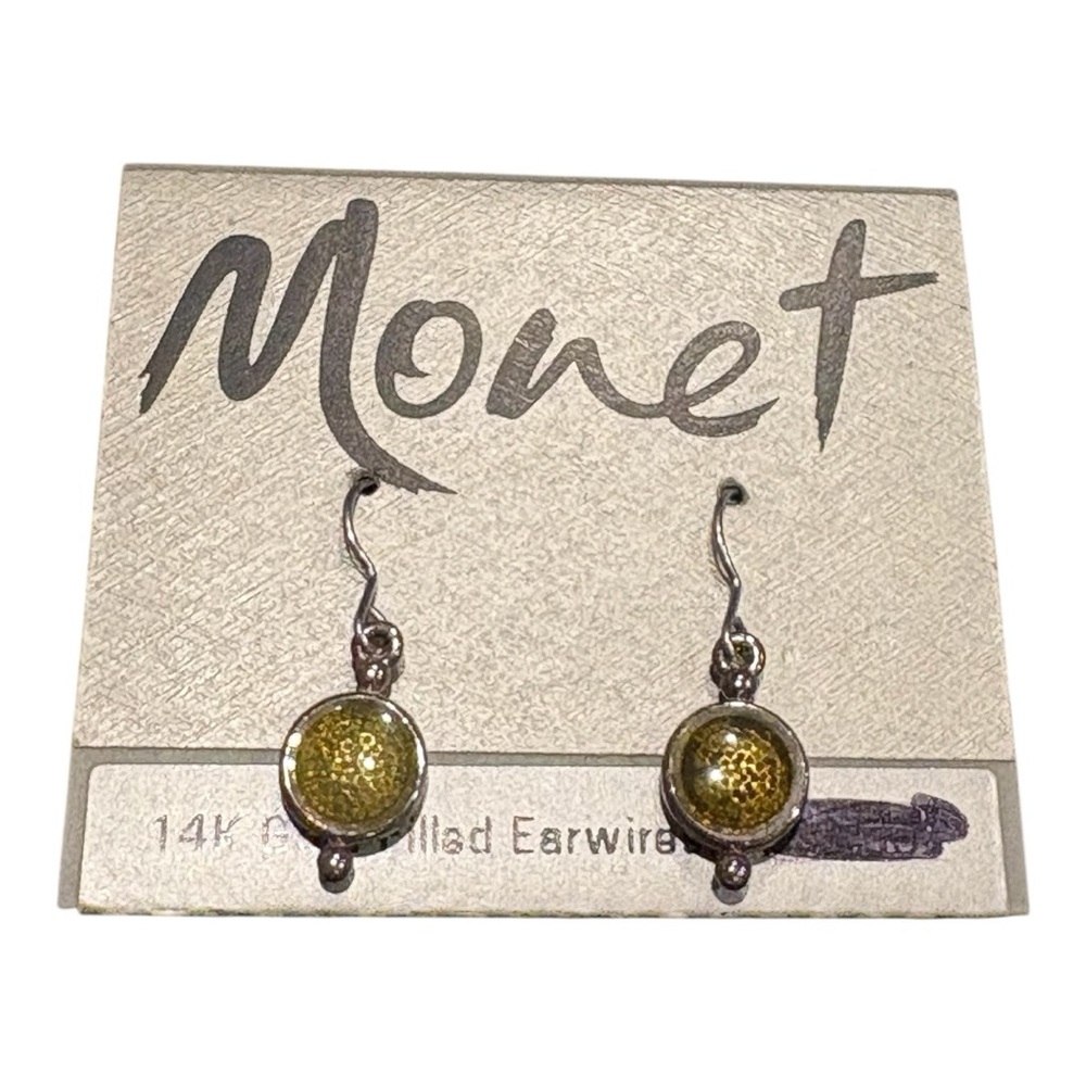 Monet “Serene” Yellow Glass Earrings 14K Gold-Filled Hooks NWT JB7